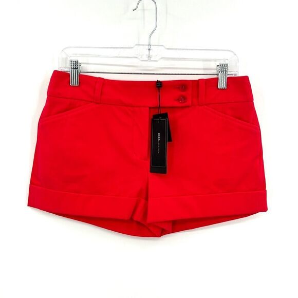 NWT BCBG Maxazria Lipstick Red Symon Cuffed Chino Shorts Size Small - Picture 2 of 6